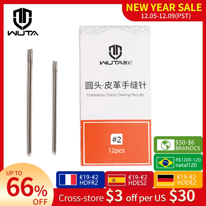 Wuta 12pcs Leathercraft Sewing Needles Large Eye Blunt Stitching Needle