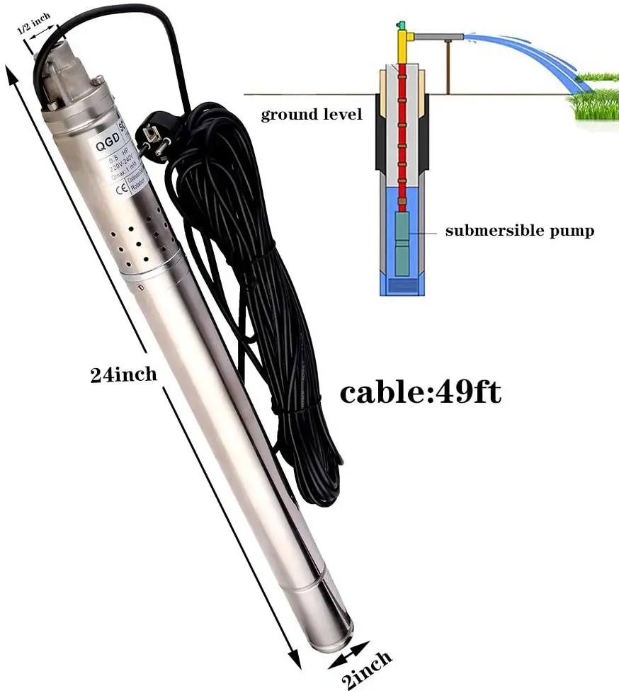 POMPE DE PUITS Profond Pompe Submersible 4 Pouces 750 W Pompe à Vis Pompe Tubulaire Pompe à Eau