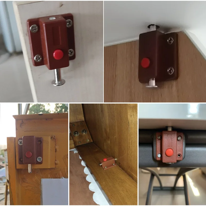 Hot Spring Loaded Press Button ABS Plastic Bolt Sliding Lock Latch For Door Furniture Hardware Accessories