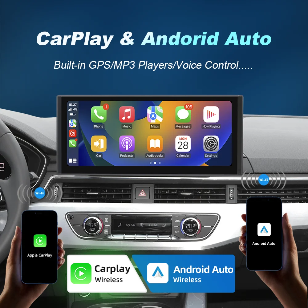 Pantalla táctil Android 14 Qualcomm Wireless Carplay para Audi A4 A5 Q5 B9 2016 2017 2018-2022 Radio Multimedia Sistemas Inteligentes 3