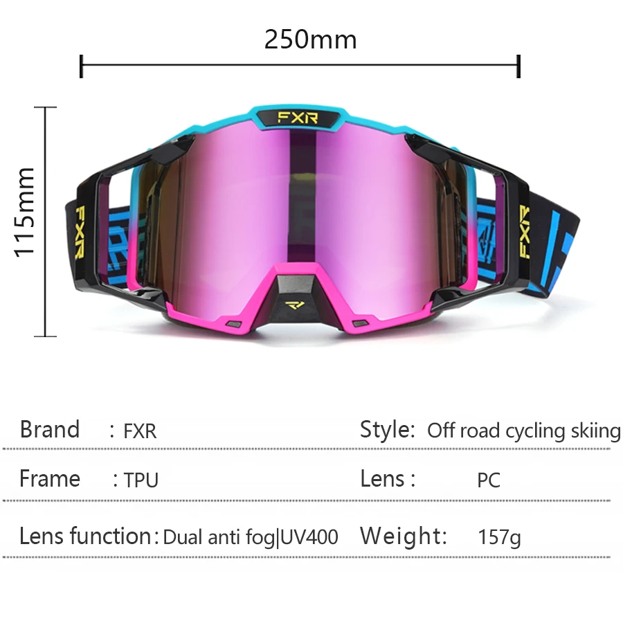 FXR Goggles Motocross Helmet Goggles Double Layers Anti-fog Lens Suit For FXR Goggles Only Lens without Goggles 5