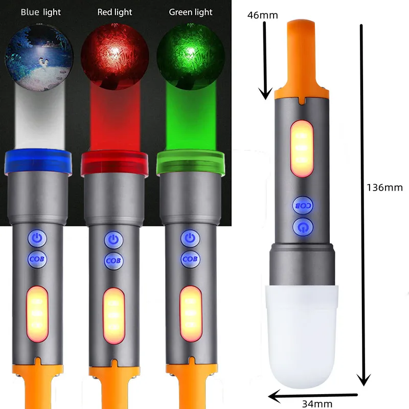 2000m Long Throw White LED Tactical Flashlight 9Modes Super Bright 500000LM Type C Rechargeable Searching Spotlights