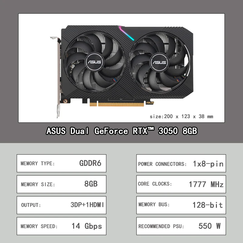 Asus Dual Geforce Rtx 3050 Oc Edition 8gb Gddr6  Nvidia Rtx 3050 Graphics  Card - New - Aliexpress