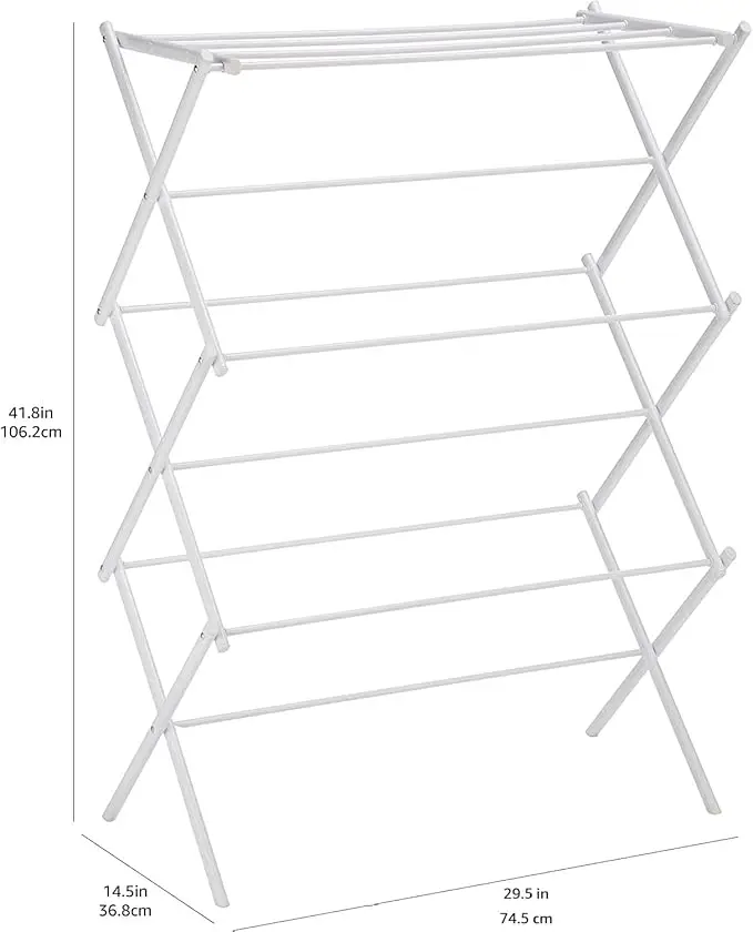Foldable Laundry Drying Rack - 29.5"W x 41.8"H Portable for Indoor/Outdoor Use (White) 4