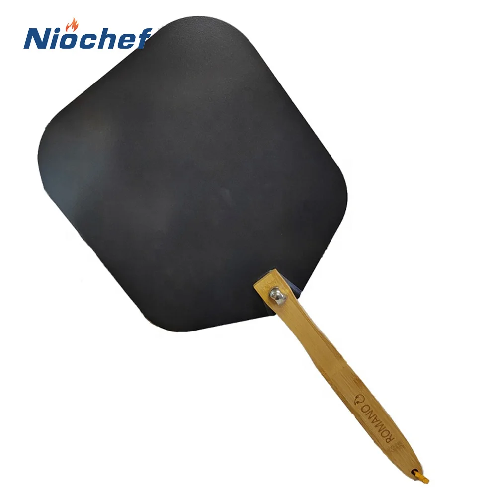12 Inch Square Pizza Shovel Aluminum Pizza Peel Non-stick Detachable Black Pizza Paddle Spatula Kitchen Baking Tools Wood Handle