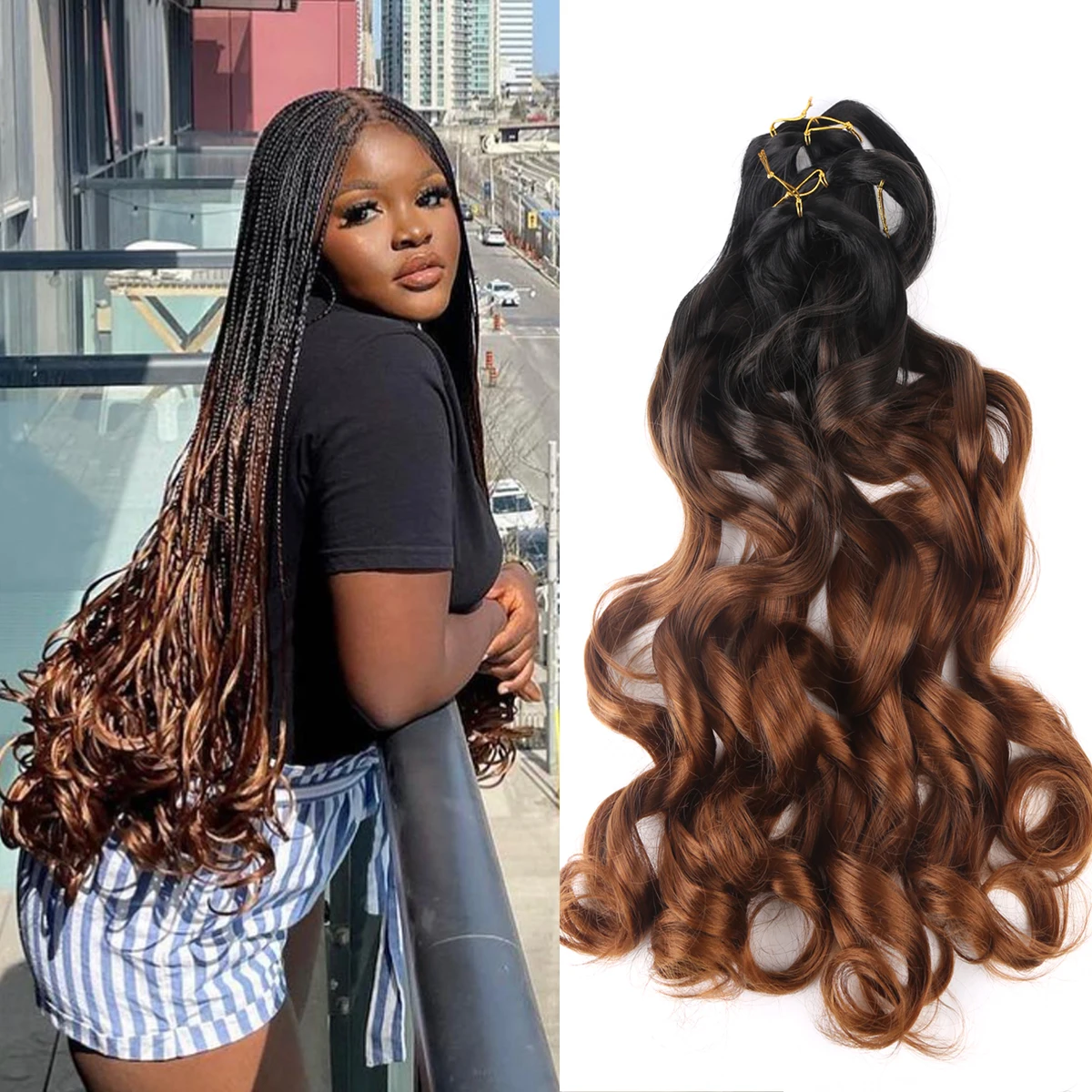 Amir 26 Inch Yaki Loose Wave French Curls Pony Style Silky Curly Hair Extensions African Braid Products Blonde Braiding Hair