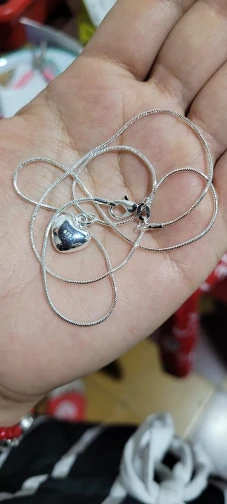 Collar fino de Plata de Ley 925 con forma de corazón liso, cadena de serpiente de 18-24 pulgadas para mujer, abalorio de boda, joyería de moda de lujo photo review