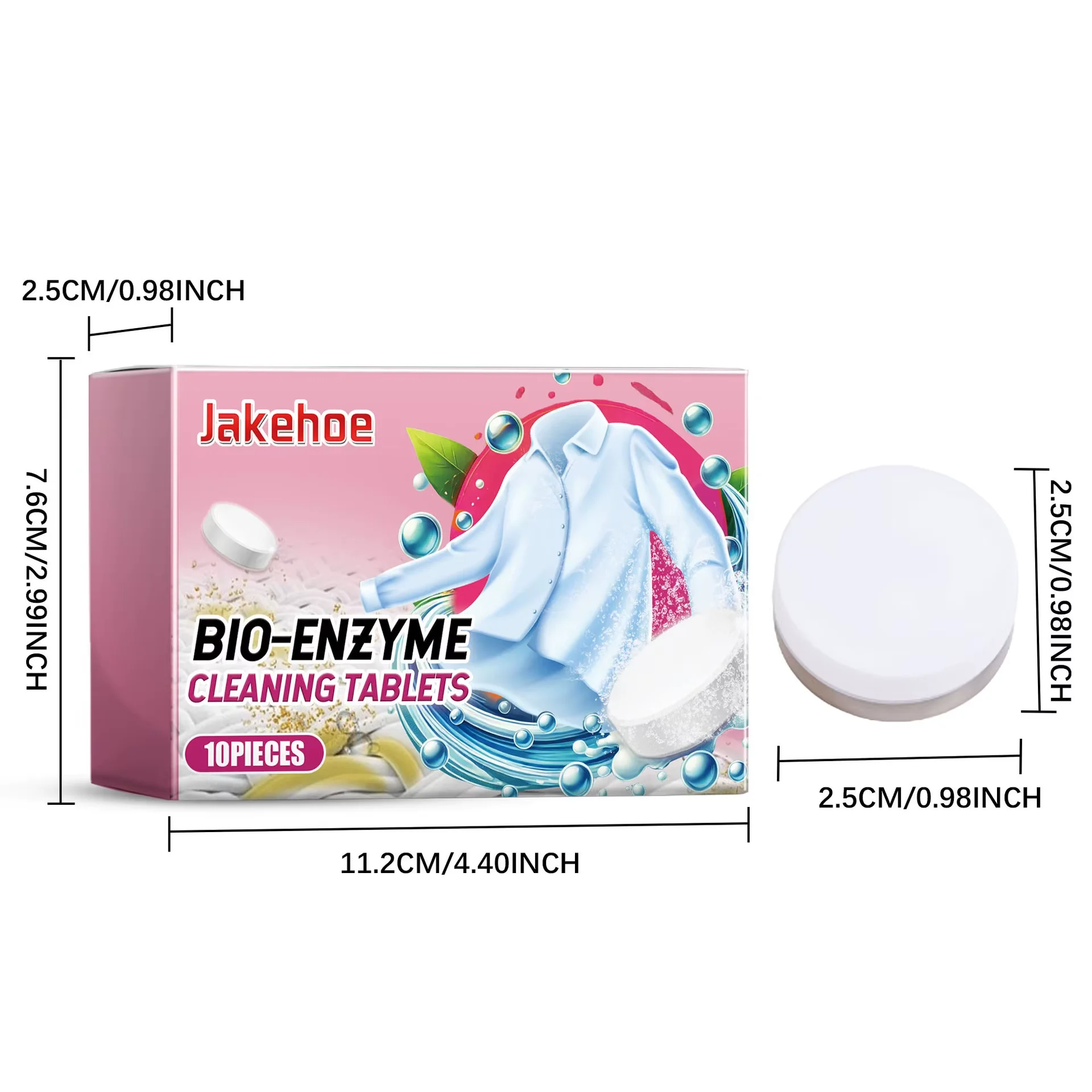 Jakehoe 10pcs Clothes Cleaning Tablets Laundry Stain Removal Oil Yellow Dirt Remover Fabric Clothing Grease Remover Tablets