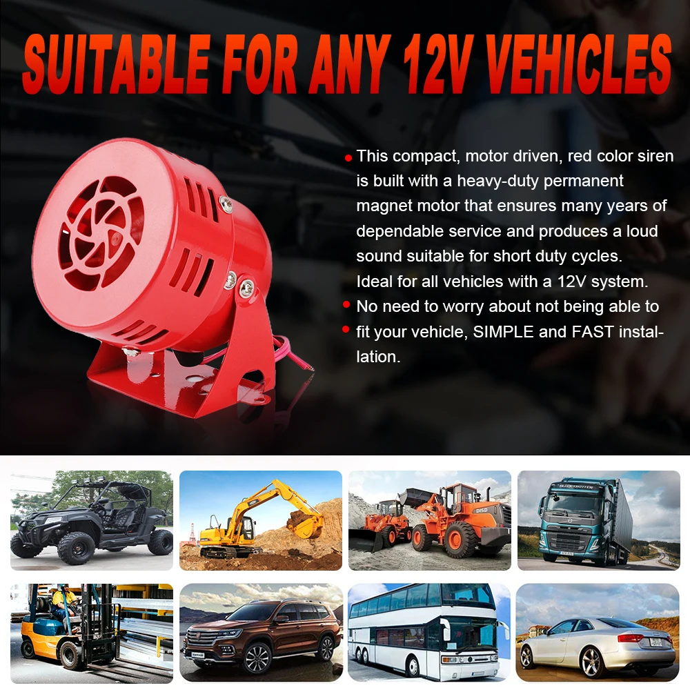 ANPWOO 12V 3 In Automotive Air Raid Siren Horn Car Truck Motor Driven Alarm Red From Transmitter & Receiver - Price 3.87 - Foto 2