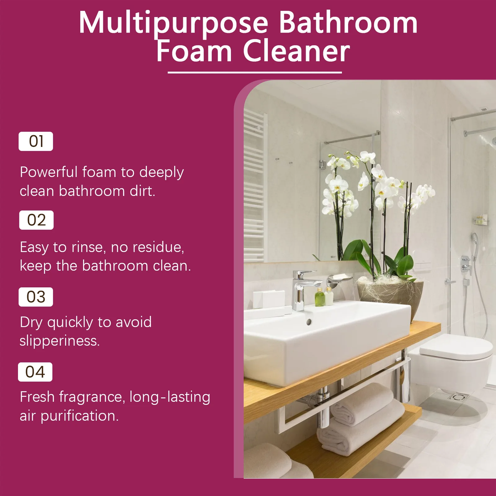 Jue Fish 60ml Bathroom Descaling Agent Toilet Shower Foam Cleaner Stain Scum Remover Fresh Fragrance Bathtub Dirt Remover Spray