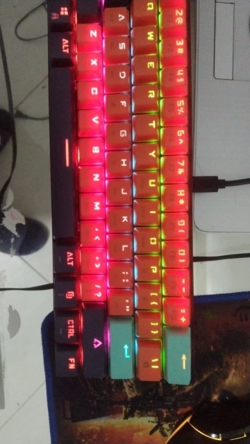 MUCAI-miniteclado mecánico MKA610 para juegos, USB, interruptor rojo, 61 teclas, Cable desmontable, para ordenador, PC y portátil photo review