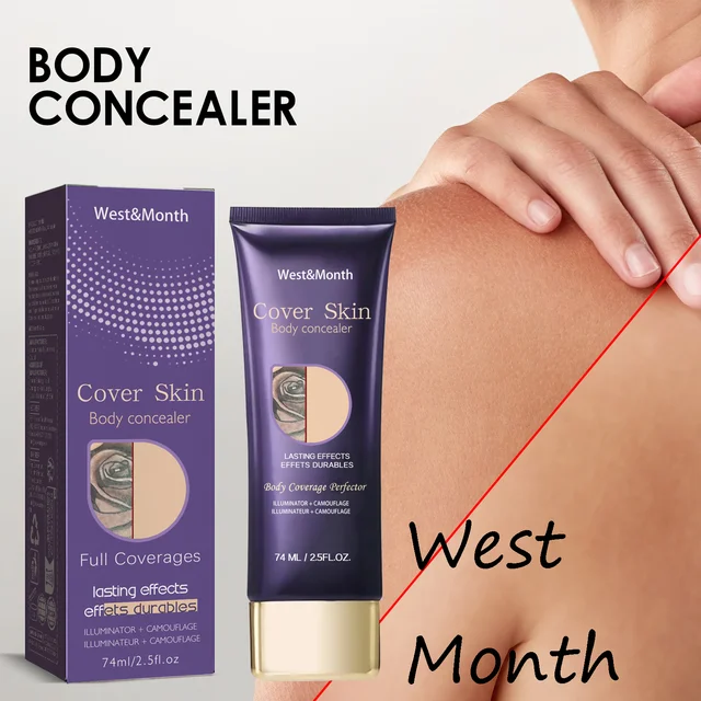 West Month Body Tattoo Concealer Waterproof Tattoo Concealer Cover Acne Scars Dark Circles Sweatproof Makeup Base Foundation 1