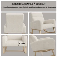 Кресло-качалка Anajqaqia, кресло для отдыха, кресло для гостиной с двумя карманами, кресло-качалка для спальни и балкона, Teddy Velvet — изображение 5