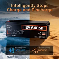 Batterie Lithium LiFePO4 Humsienk 12V 640Ah 8KWh avec BMS 250A intégré, surveillance en temps réel, plus de 15000 cycles profonds pour usage extérieur/domestique 5