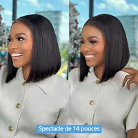 10-16Pouce 4X4 Perruques Cheveux Humains Sans Colle Blonde Chocolat Perruque Sans Colle Noir Dentelle Glueless Wigs Human Hair 3