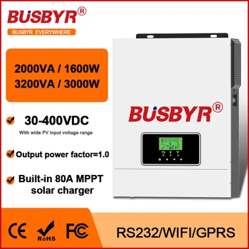 BUSBYR 3000W 3.2KVA HYBRID SOLAR INVERTER 3KW 24V 220V PURE sine WAVE อินเวอร์เตอร์ MPPT 80A SOLAR Controller off-Grid INVERTER 1