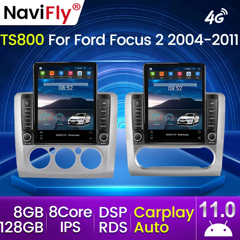 Android 11 Carplay 4G Для Tesla Вертикальный Автомобиль Радио Видео Стерео ford focus 2 3 Mk2 Mk3 2004