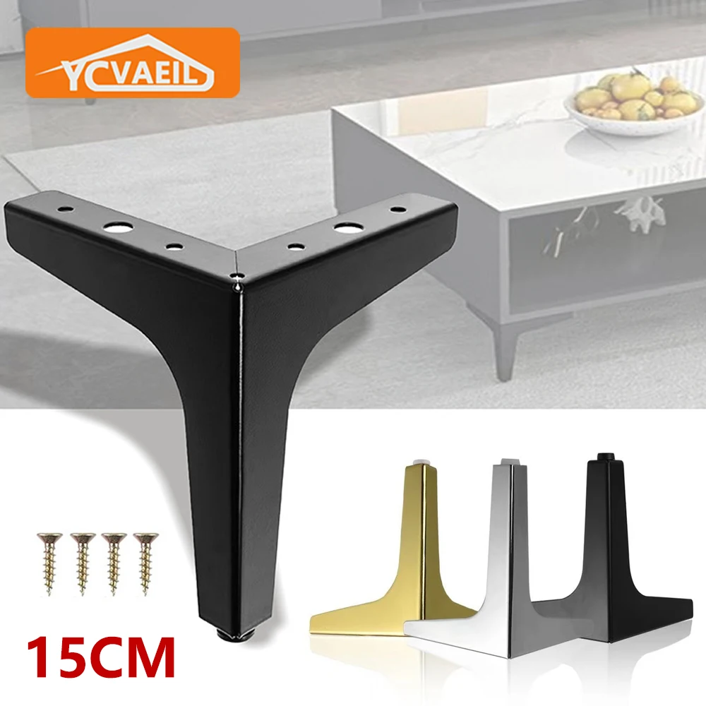 4PcsBlackGoldFurnitureLegsforMetalCoffeeTableFeetBedSofa