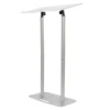 Clear Acrylic Podium Silver Iron Body and Base 46.46 Inch Height Floor Standing Lectern Pulpit Desk for Schools, Conference 1