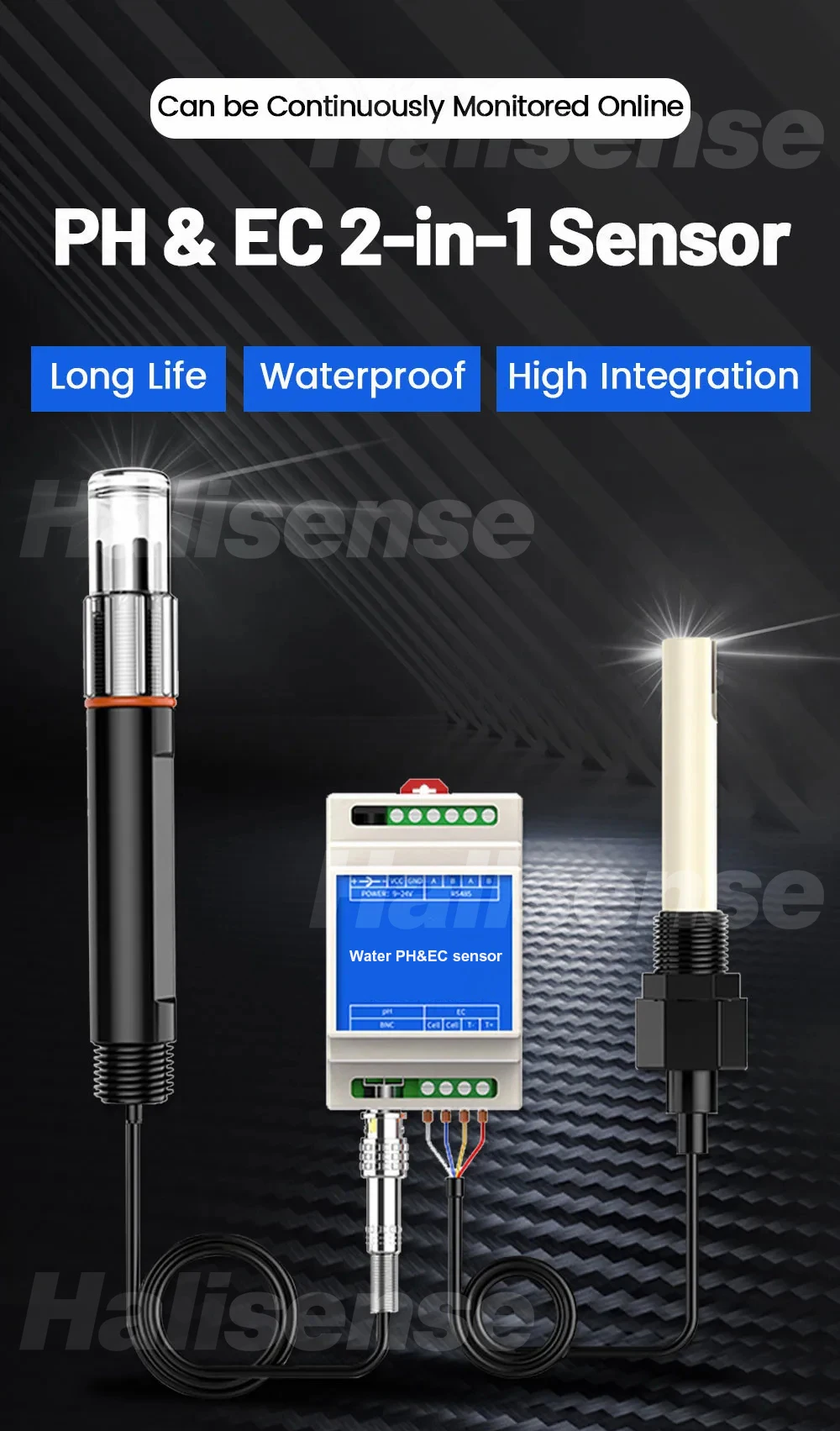 PH EC 2 in 1 Water Quality Detector RS485 Modbus transmitter Industrial Sewage