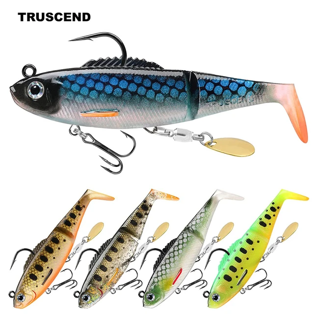 TRUSCEND Pre-Rigged Jig Head Fishing Lures,Soft Jointed Swimbaits