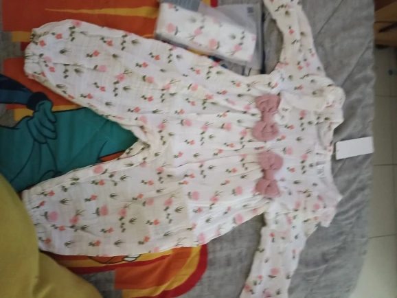 Baby Floral Bow Long-Sleeve Jumpsuit & Headband Set, 0–6M photo review