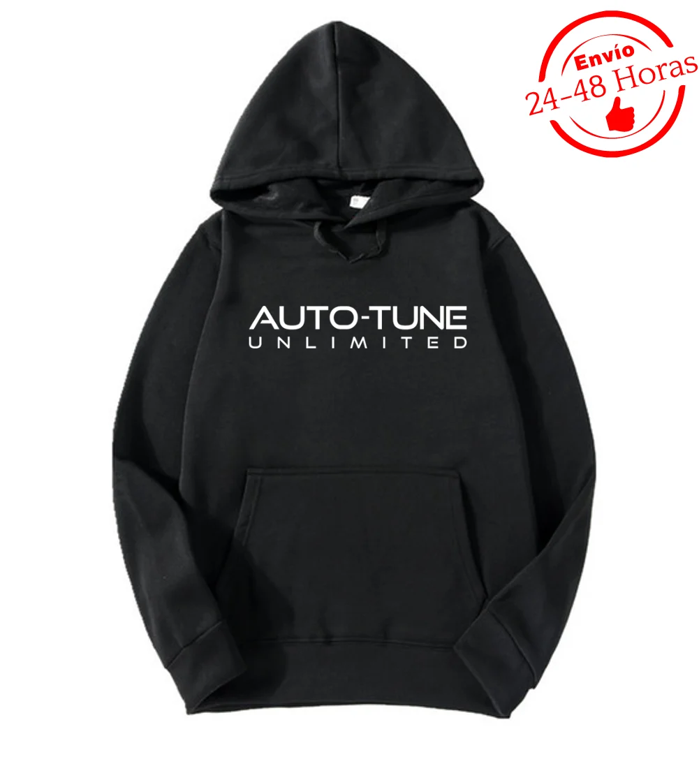 Sudadera Negra Con Capucha Premium Autotune Auto-Tune Procesador Audio Musica Voz Impresion Premium 300 Grs