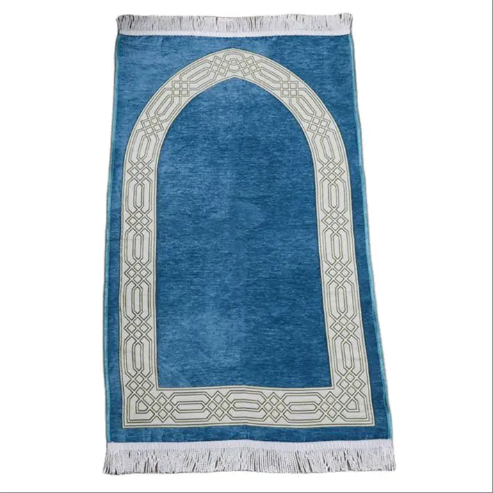 

Muslim Prayer Rug, Blue Chenille Prayer Mat, Islamic Gift Set, Sejjadah, Janamaz, Prayer Rug Gift Set, Islamic Products, Muslim