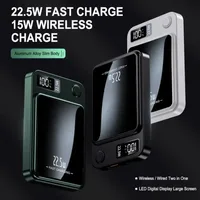 Runde magnetische kabellose Powerbank 10000 mAh, tragbare externe Akku mit superschnelles Aufladen, passend für iPhone Samsung Huawei, Farben Schwarz Lila Weiß 2