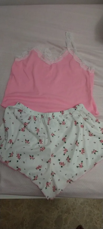 Dreamy Pink Lace V-Neck Pajama Set - Soft Summer Sleepwear photo review