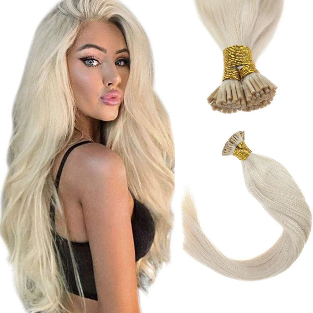 LaaVoo Itip Hair Extensions Human Hair Keratin Fusion 0.8g/s Pure Color 40g&80g Brazilian Human Cold Fusion I Tip