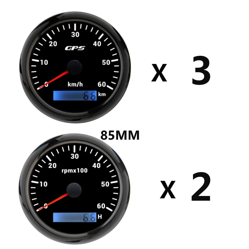 60km/h GPS Speedomete r+ Boat 6000RPM Tachometer with 7 Color Backlight