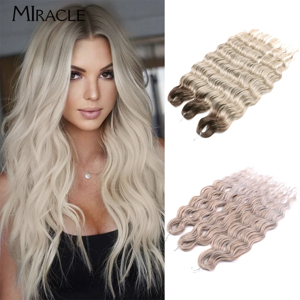 MIRACLE 24'' Ocean Wave Braiding Hair Extensions Crochet Braids Synthetic Hair Curl Ombre Curly Blonde Water Wave Fake Hair