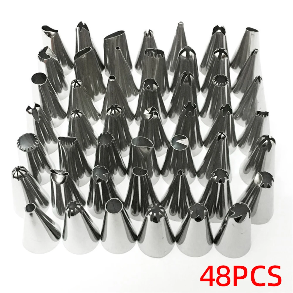 Cake icing nozzles Stainless Steel Nozzle Tips DIY Cake Decorating Tool Icing Piping Cream Pastry Bag Nozzle Kitchen Bakery Tool 24/48 pcs