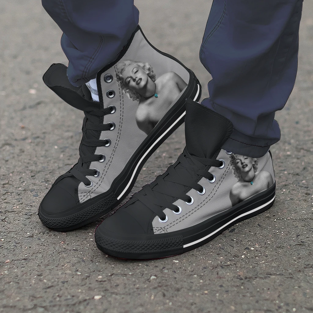

2023 New Fashion Female High Top Canvas Shoes Original Breathable Walking Characters Shoes Classic Printing Vulcanized Sneakers