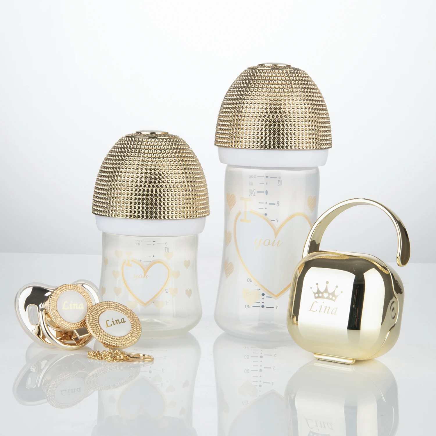 Miyocar Set di ciucci e biberon personalizzati di lusso adorabili con nome  per ragazzo e ragazza, Baby Shower 0-6 mesi - AliExpress