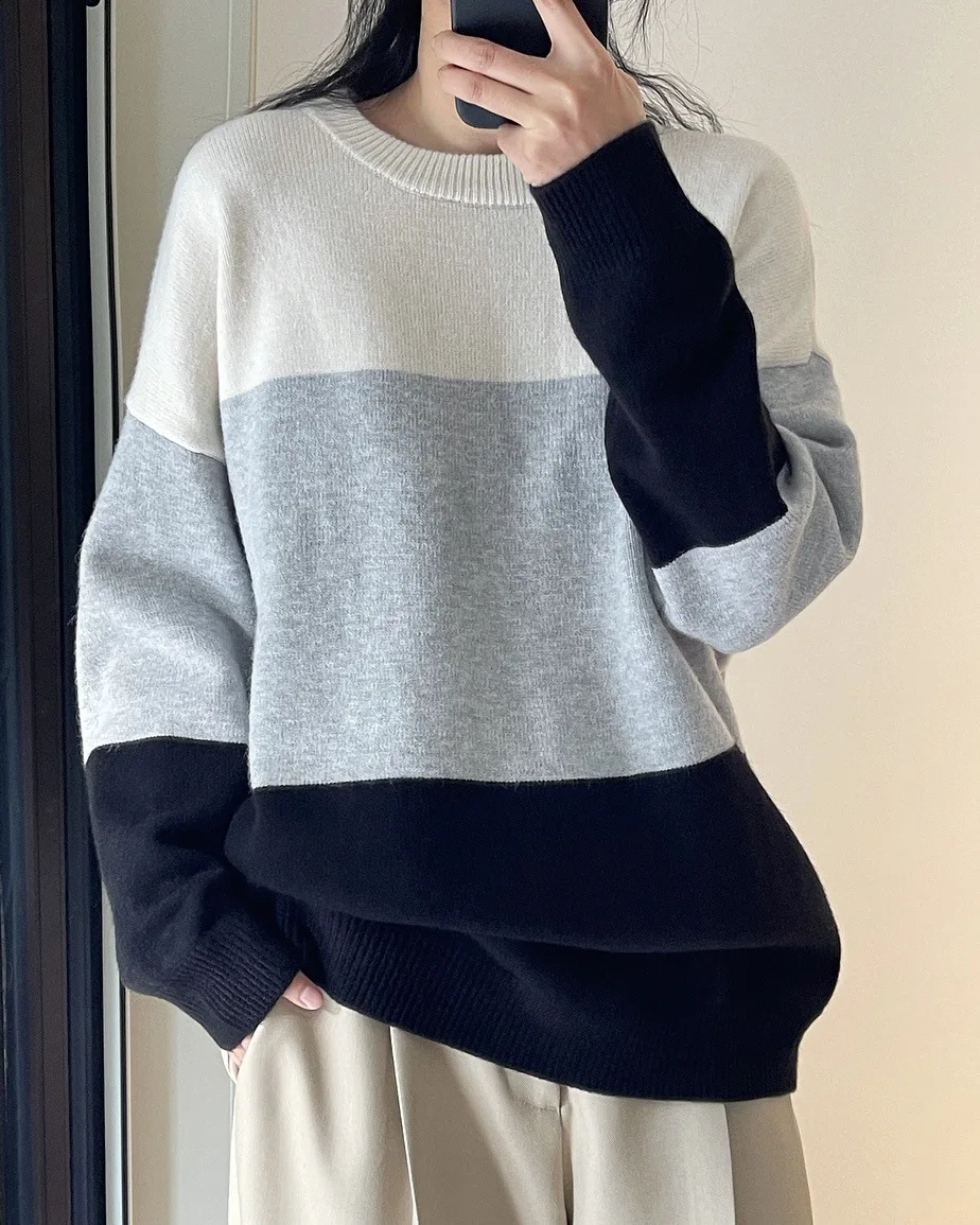 fall winter woman soft oversized striped sweater| | - AliExpress