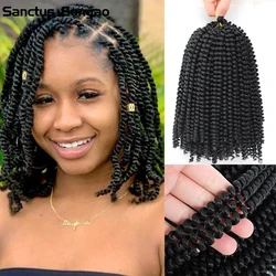 Extensions Capillaires Synthétiques Tressées au Crochet, 8 Pouces, pour Femme Noire