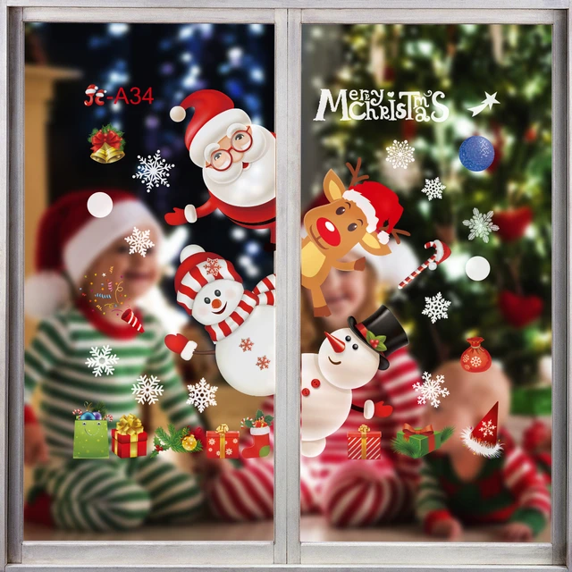 2023 Weihnachten Fensteraufkleber Frohe Weihnachten Wandaufkleber Halloween Fenster  Aufkleber Weihnachten Home Dekorationen für Neujahr