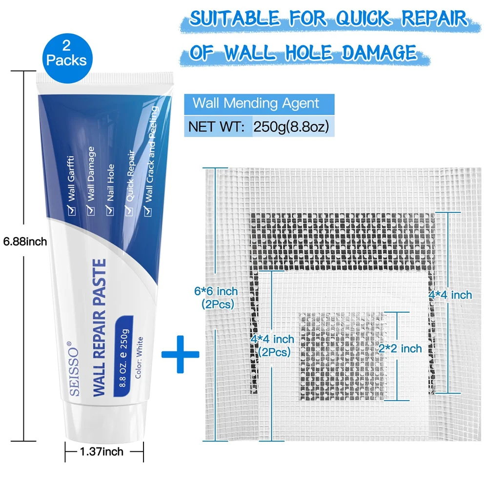 Wall Repair Paste kit Wall Mending Agent 250g Repair Patch Effective of Scratches Nail Holes Cracks and Graffit