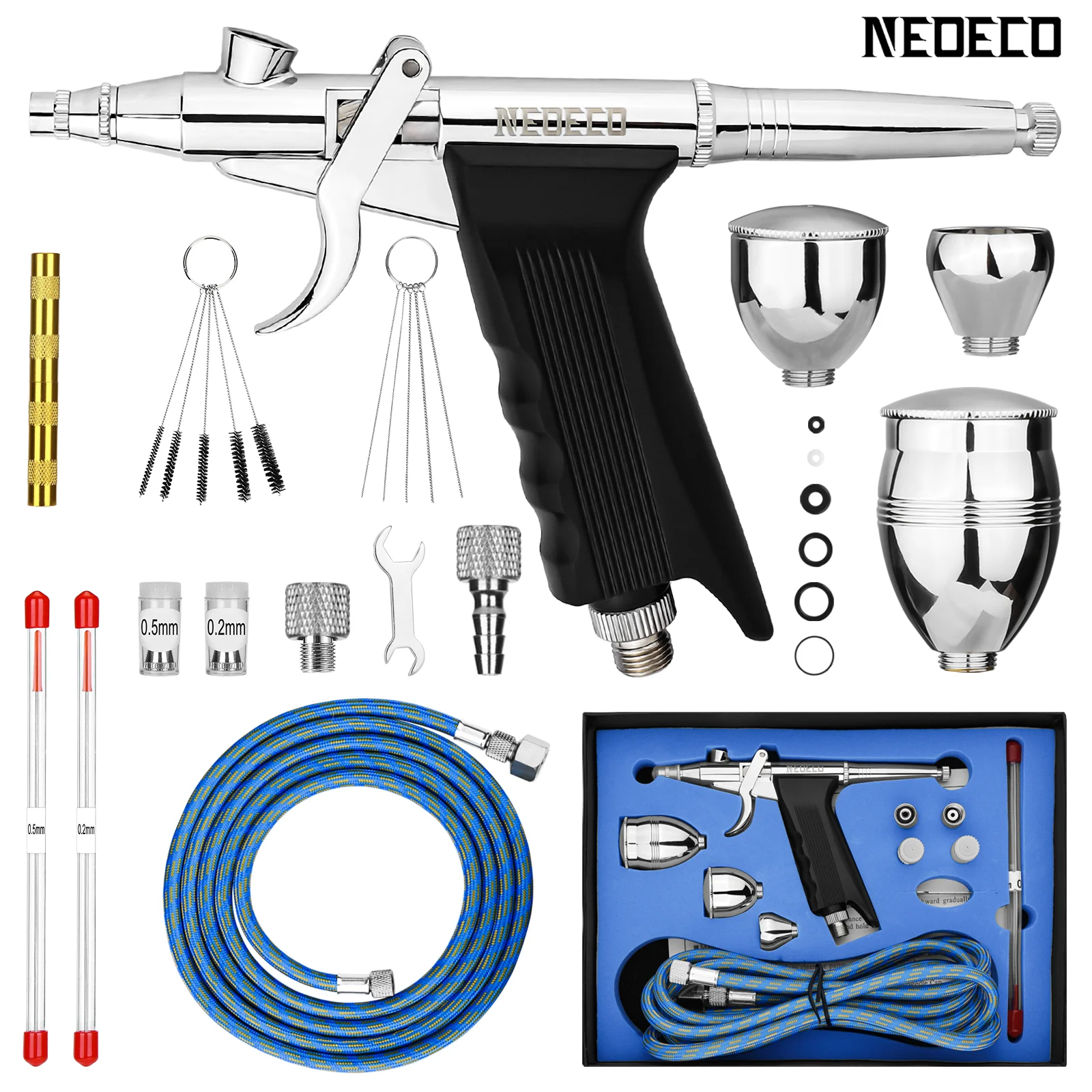 Pistolet pulvérisateur de rajeunissement par gravité à double action pour  touristes, 0.2mm, 0.3mm, 0.5mm, 2cc, 5cc, 13cc, ensemble d'aérographe,  brosse à air pour modèle de voiture, peinture artisanale bricolage