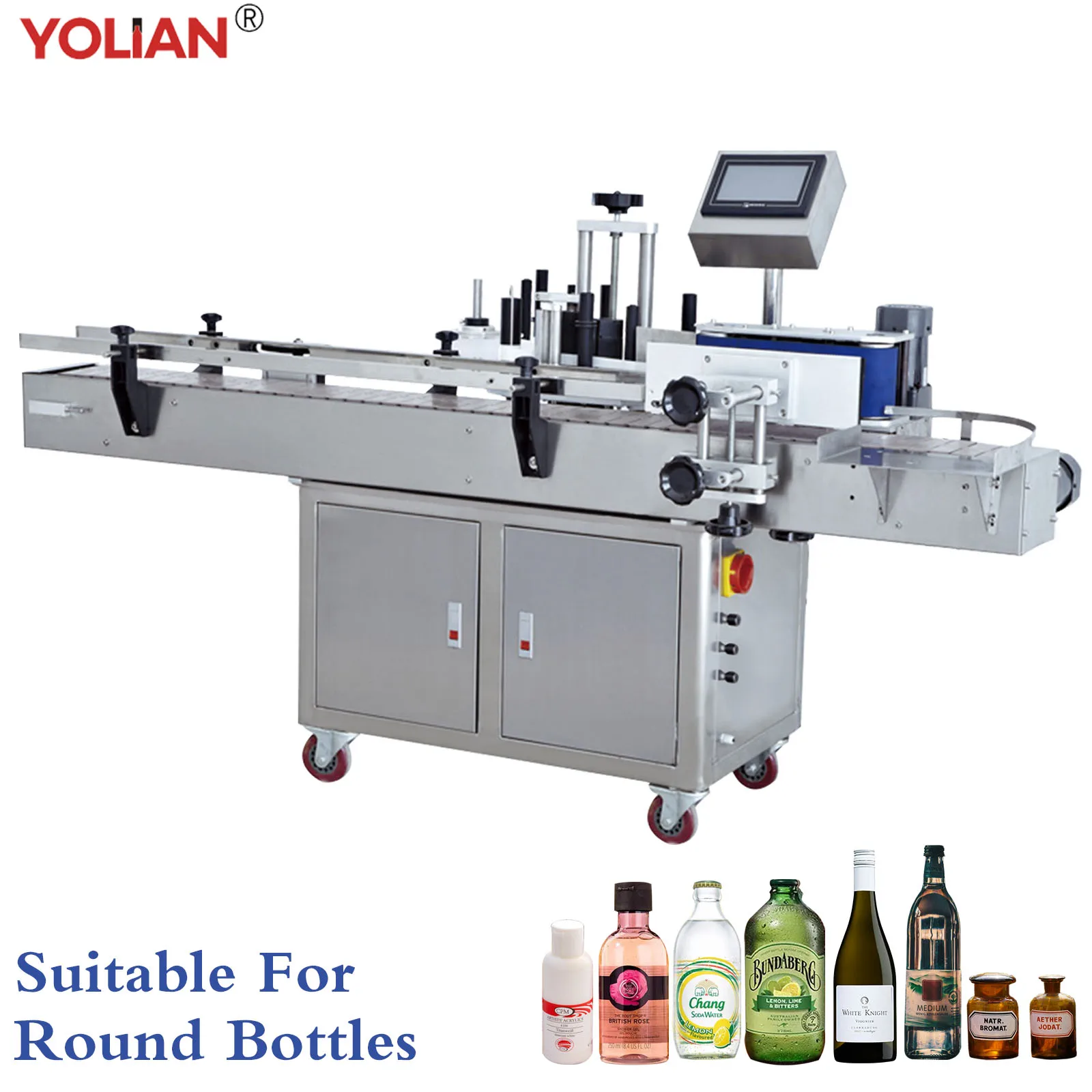 MT200AutomaticRoundBottleLabelingMachineWineOvalBeerCan
