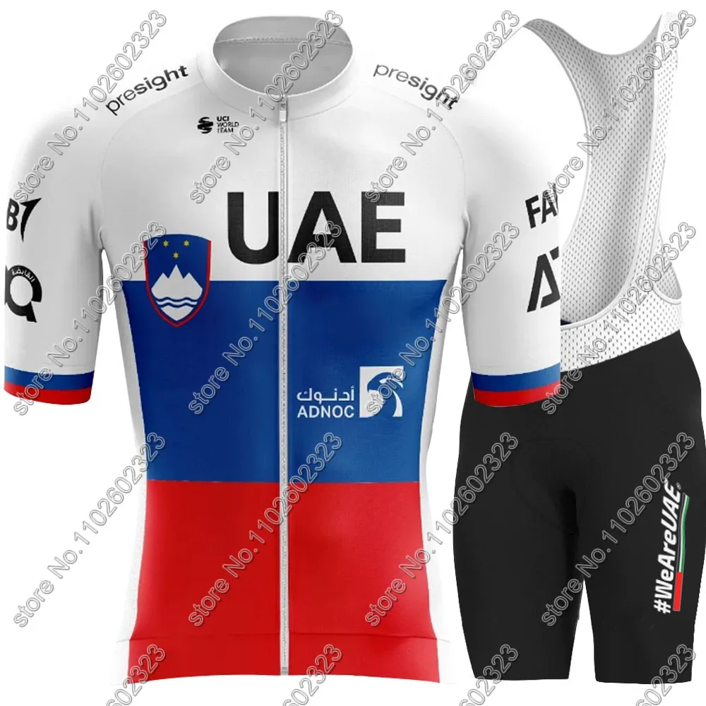 Slovenia UAE Cycling Jersey Team Set Summer Short Sleeve Clothing Road Bike Shirts Suit Bicycle bib Shorts MTB