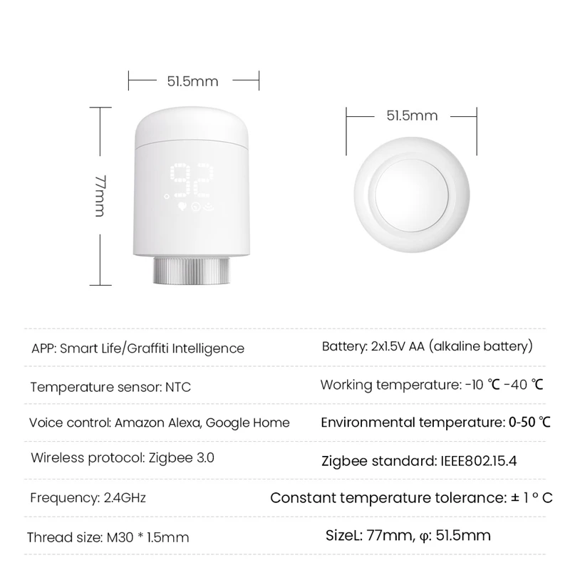 A1c86093787ef49389caa6d7ada5bb9afP Tuya ZigBee 3.0 Radiator Actuator Thermostat Smart TRV Thermostatic Valve Temperature Controller Support Alexa Google Home