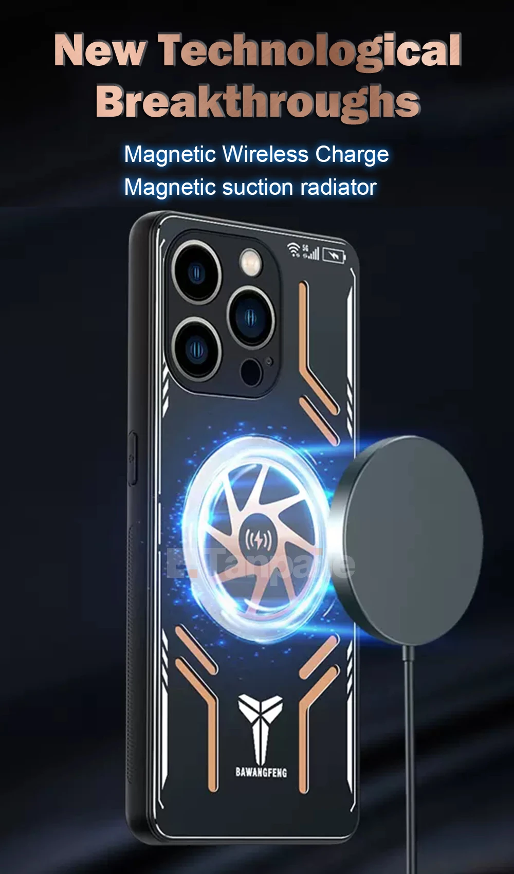 Wireless Charge Copper Metal Cooling Case For iPhone 16 15 14