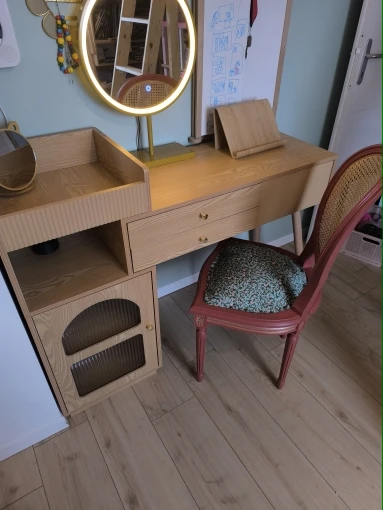 Schminktisch MIT LED-Spiegel und 3-farbiger Beleuchtung, Schminktisch Aus Holz - Maße: Breite 120 / Höhe 90 / Tiefe 40 cm photo review