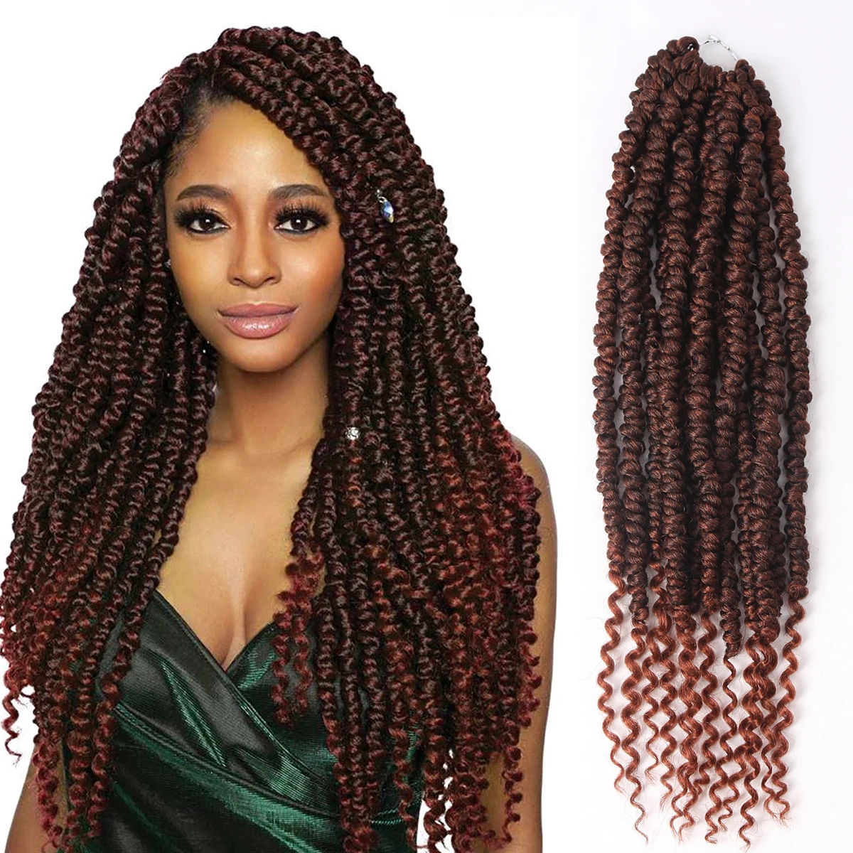 Amir Long Passion Synthetic Crochet Passion Twist Hair Goddess Locs Curly End Water Wave Crochet Hair Extensions for Women