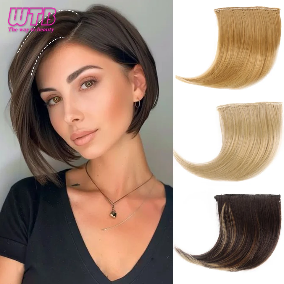 Synthetic Invisable Seamless Hair Pads Clip In One Piece 2Clips Increase hair volume Hair Extensions Top Side Cover Hairpiece hair extensions hair toppers