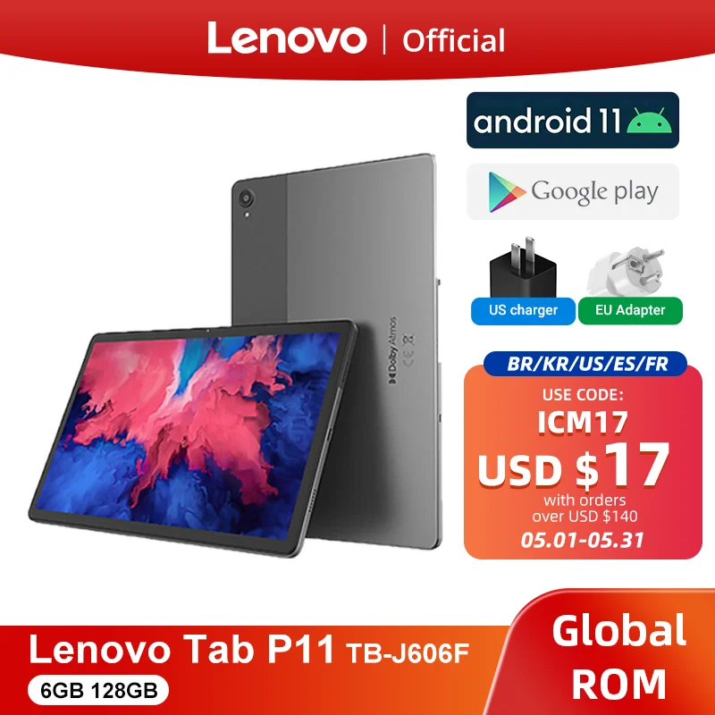 Global ROM Lenovo Tab P11 K11 or Xiaoxin Pad 11 Inch 2K LCD Screen Tablet Android 4GB 64GB Snapdragon 662 7700mAh Widevine L1 best android tablet