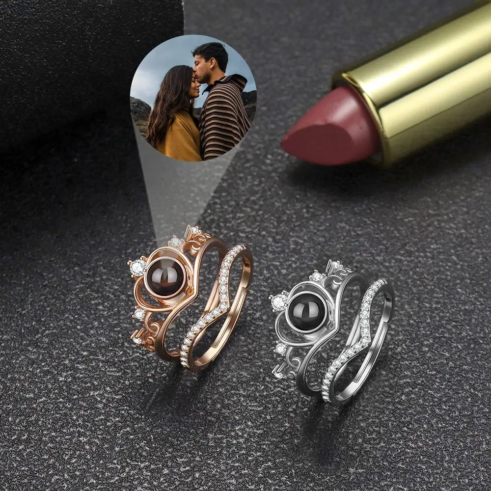 Custom Projection Photo Ring Personalized Photo Ring for Women Wife Girlfriend Men Couple Birthday Gift Jewelry Anniversary